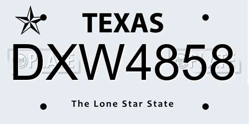 DXW4858 Texas License Plate