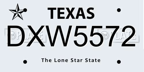 DXW5572 Texas License Plate