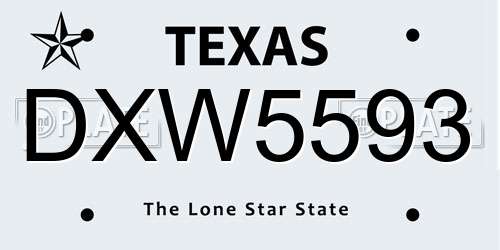 DXW5593 Texas License Plate