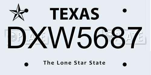 DXW5687 Texas License Plate