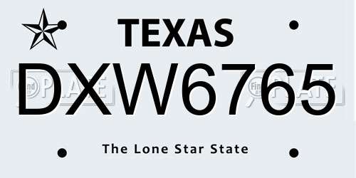 DXW6765 Texas License Plate