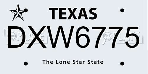 DXW6775 Texas License Plate