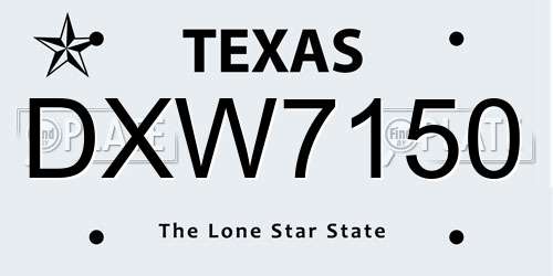 DXW7150 Texas License Plate