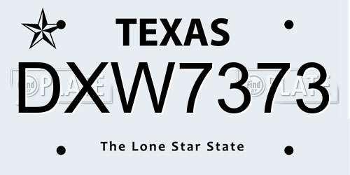 DXW7373 Texas License Plate