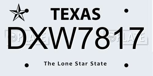 DXW7817 Texas License Plate