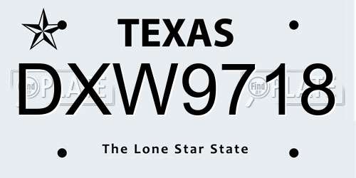 DXW9718 Texas License Plate