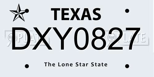 DXY0827 Texas License Plate