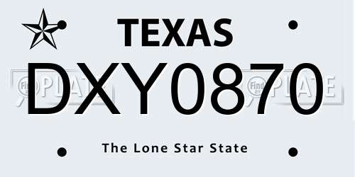 DXY0870 Texas License Plate