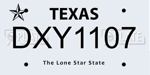DXY1107 Texas License Plate