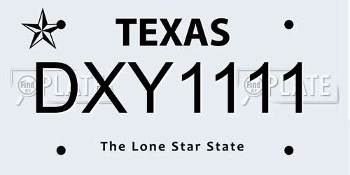 DXY1111 Texas License Plate