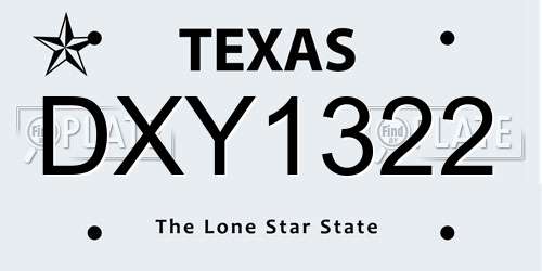 DXY1322 Texas License Plate