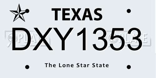 DXY1353 Texas License Plate