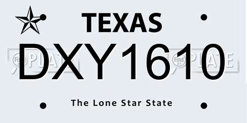 DXY1610 Texas License Plate
