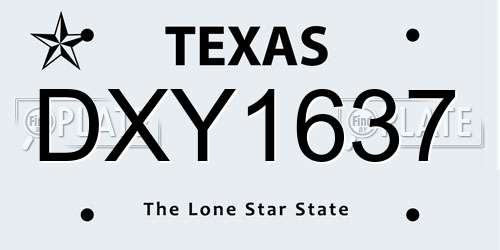 DXY1637 Texas License Plate