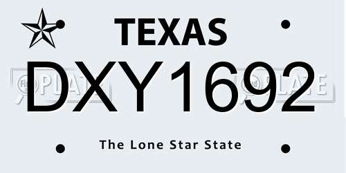 DXY1692 Texas License Plate