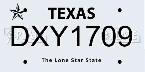 DXY1709 Texas License Plate