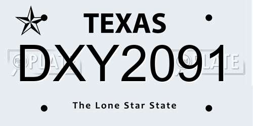 DXY2091 Texas License Plate
