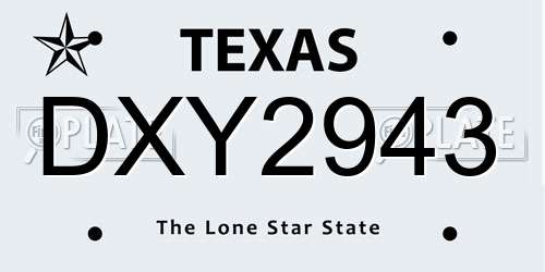 DXY2943 Texas License Plate
