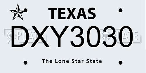 DXY3030 Texas License Plate