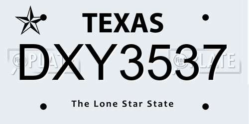 DXY3537 Texas License Plate
