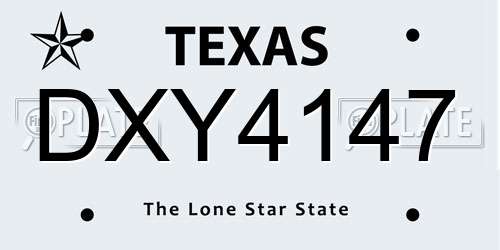DXY4147 Texas License Plate