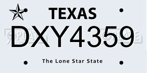 DXY4359 Texas License Plate
