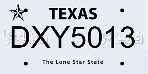 DXY5013 Texas License Plate