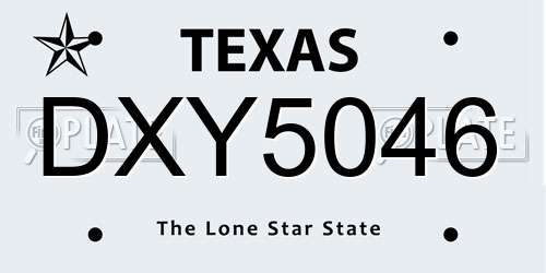 DXY5046 Texas License Plate