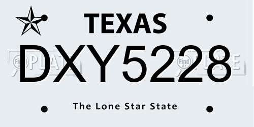 DXY5228 Texas License Plate