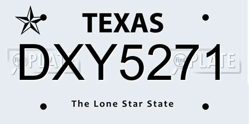 DXY5271 Texas License Plate