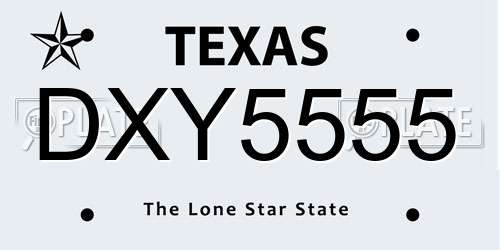 DXY5555 Texas License Plate