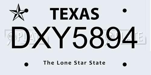 DXY5894 Texas License Plate