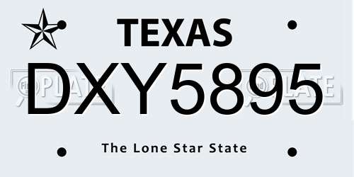 DXY5895 Texas License Plate