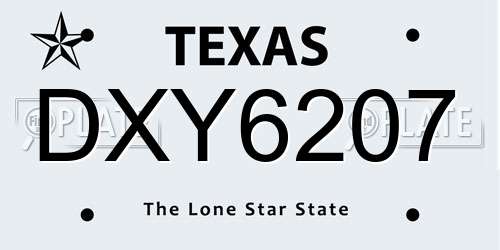 DXY6207 Texas License Plate