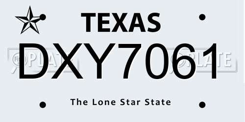 DXY7061 Texas License Plate
