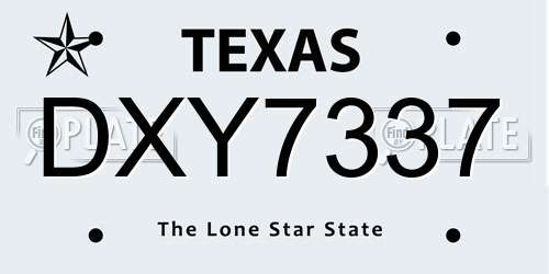 DXY7337 Texas License Plate
