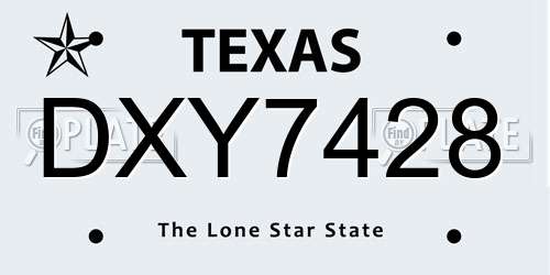 DXY7428 Texas License Plate