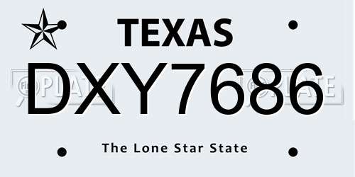 DXY7686 Texas License Plate