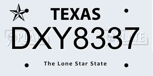 DXY8337 Texas License Plate
