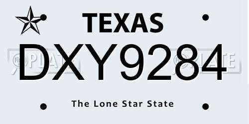 DXY9284 Texas License Plate