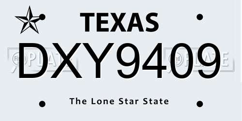 DXY9409 Texas License Plate