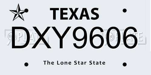 DXY9606 Texas License Plate