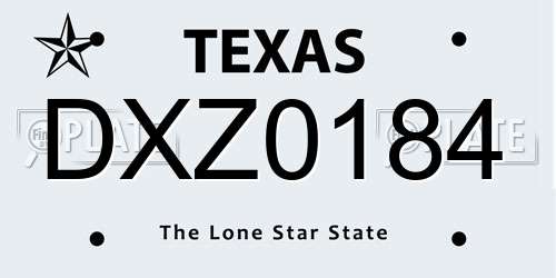 DXZ0184 Texas License Plate