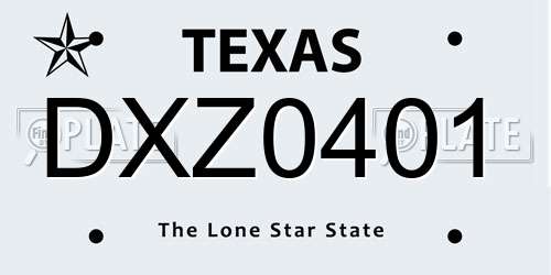 DXZ0401 Texas License Plate