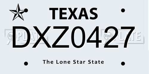 DXZ0427 Texas License Plate