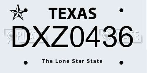 DXZ0436 Texas License Plate