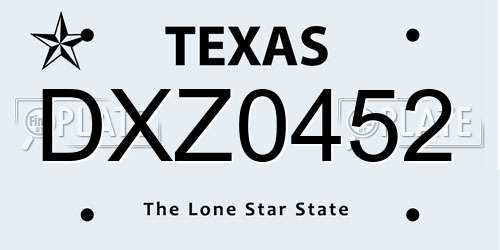 DXZ0452 Texas License Plate
