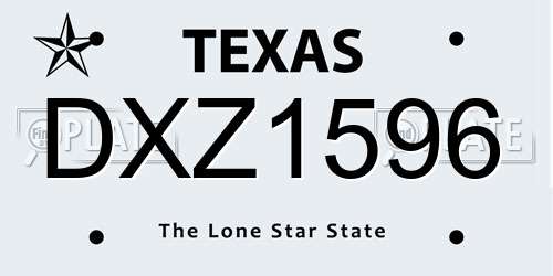 DXZ1596 Texas License Plate