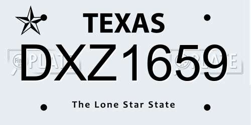 DXZ1659 Texas License Plate
