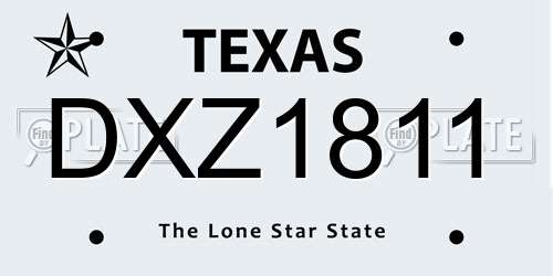 DXZ1811 Texas License Plate